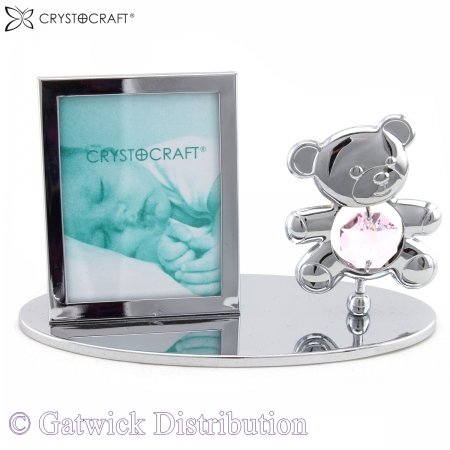 SPECIAL - Crystocraft Photo Frame - Teddy Bear - Pink