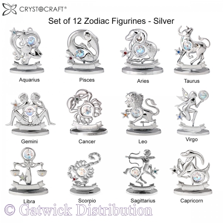 SPECIAL - Crystocraft Zodiac - Silver - 12 PCE Zodiac - Set