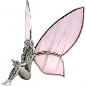 Leadlight Sitting Fairy - Pink