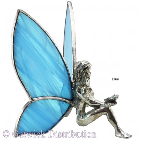 Leadlight Sitting Fairy - Blue