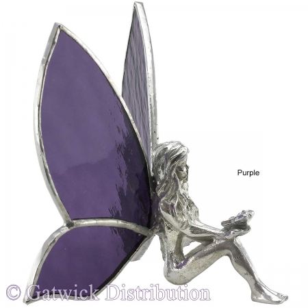 Leadlight Sitting Fairy - Purple