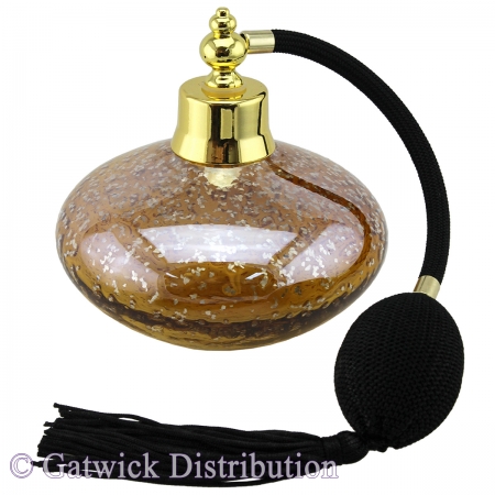 SPECIAL - Perfume Bottle - Short - Amber With Gold Flecks