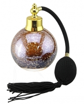 Perfume Bottle - Round - Amber With Gold Flecks