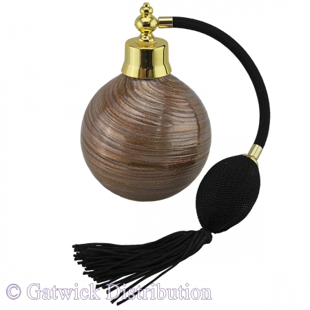 SPECIAL - Perfume Bottle - Round - Bronze With Copper Glitter