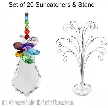 Rainbow Starburst Suncatcher - Set of 20 with FREE Stand