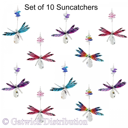 Dragonfly Almond Deluxe Suncatcher - Set of 10