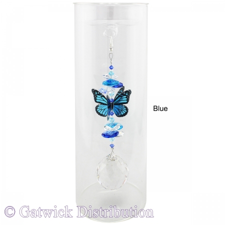 SPECIAL - 20cm Candleholder with Suncatcher - Clear Top - Blue