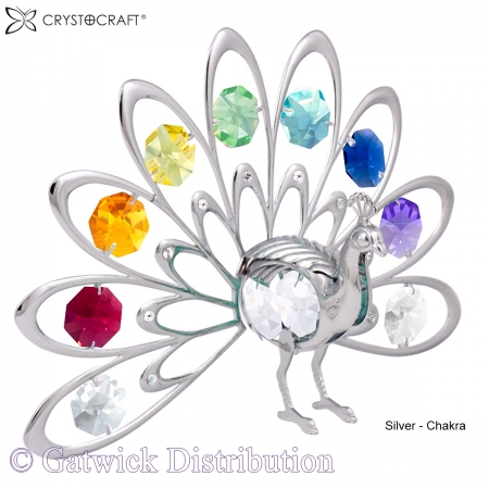 SPECIAL - Crystocraft Peacock - Fantail - Silver / Chakra