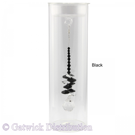 SPECIAL - 20cm Candleholder with Suncatcher - Clear Top - Black