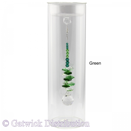 SPECIAL - 20cm Candleholder with Suncatcher - Clear Top - Green