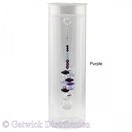 SPECIAL - 20cm Candleholder with Suncatcher - Clear Top - Purple