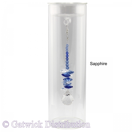 SPECIAL - 20cm Candleholder with Suncatcher - Clear Top - Sapphire
