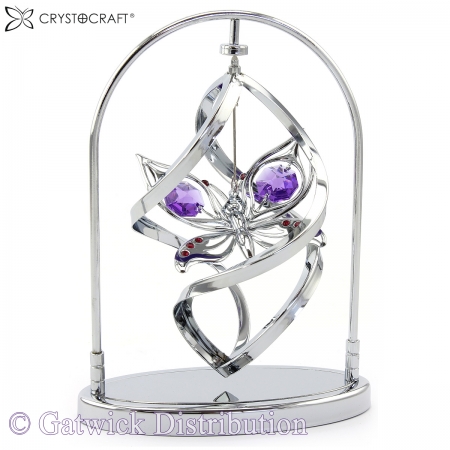 SPECIAL - Crystocraft Butterfly Spiral Spinner - Silver/Purple