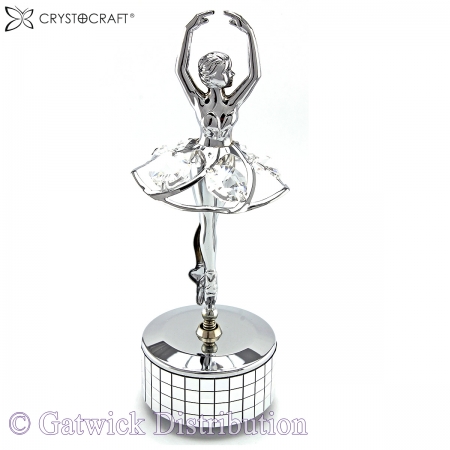 SPECIAL - Crystocraft Ballerina Music Box - Silver - Swan Lake