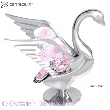 SPECIAL - Crystocraft Swan - Silver - Pink