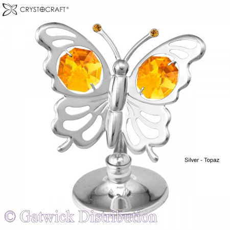 SPECIAL - Crystocraft Mini Butterfly - Silver - Topaz