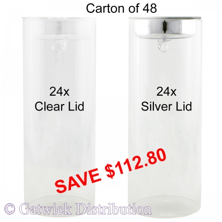 Glass Tube Candle Holder - Small - Silver Lid - Carton of 48