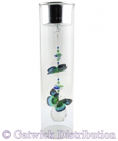 SPECIAL - 30cm Candleholder with Suncatcher - Silver Top - Double Butterflies - Blue/Green