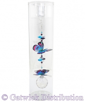 30cm Candleholder with Suncatcher - Clear Top - Double Butterflies - Blue/Purple