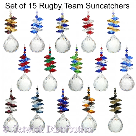 Rugby Lucky Charm Suncatcher Collection - Set of 15
