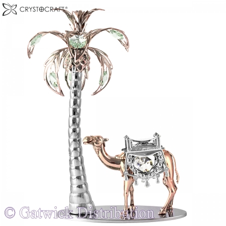 SPECIAL - Crystocraft Camel with Palm Tree - Rose Gold / Silver