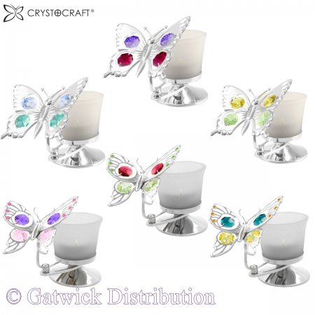 SPECIAL - Crystocraft T-Lights with Butterflies - Set of 6