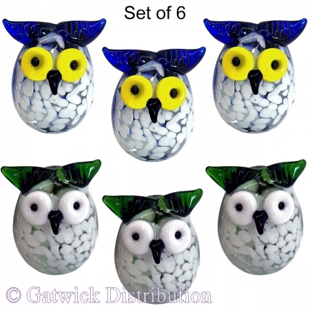 Glass Owls - Set of 6