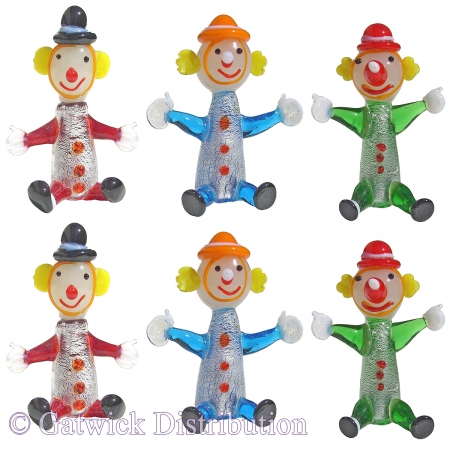 SPECIAL - Glass Clowns - set of 6