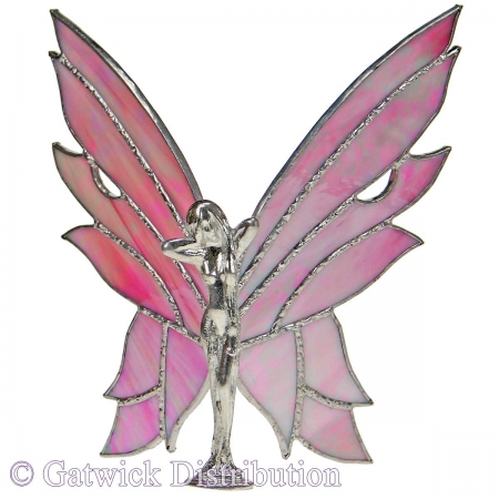 Leadlight Standing Fairy - Pink