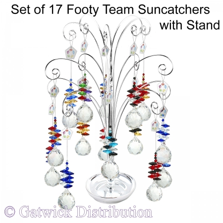 Footy Lucky Charm Suncatcher Collection - Set of 17 with Stand